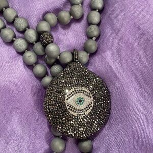 Evil Eye Crystal,Pearl, and StoneBeaded Necklace